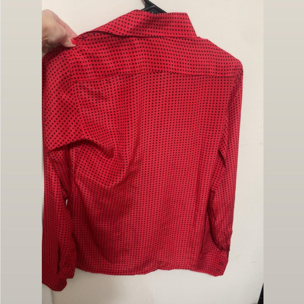 Red Button-Up Blouse - Picture 5 of 7